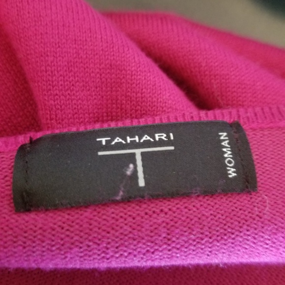 T Tahari Asymmetrical Pomegranate Sweater Top - Picture 6 of 6